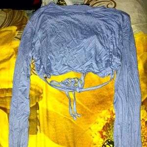 Light Blue Boohoo Open Back Crop Top